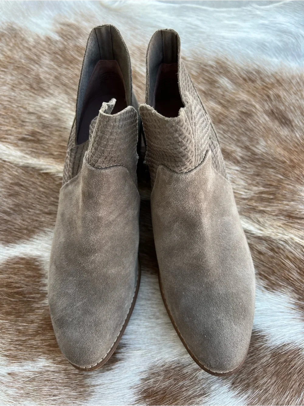 Seychelles Taupe Suede Cutout Ankle Booties